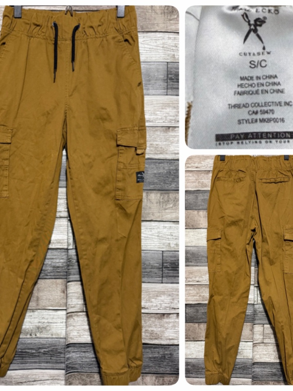 Marc Ecko Cut & Sew Cargo Joggers Men’s S Brown (Inseam 28) Drawstring